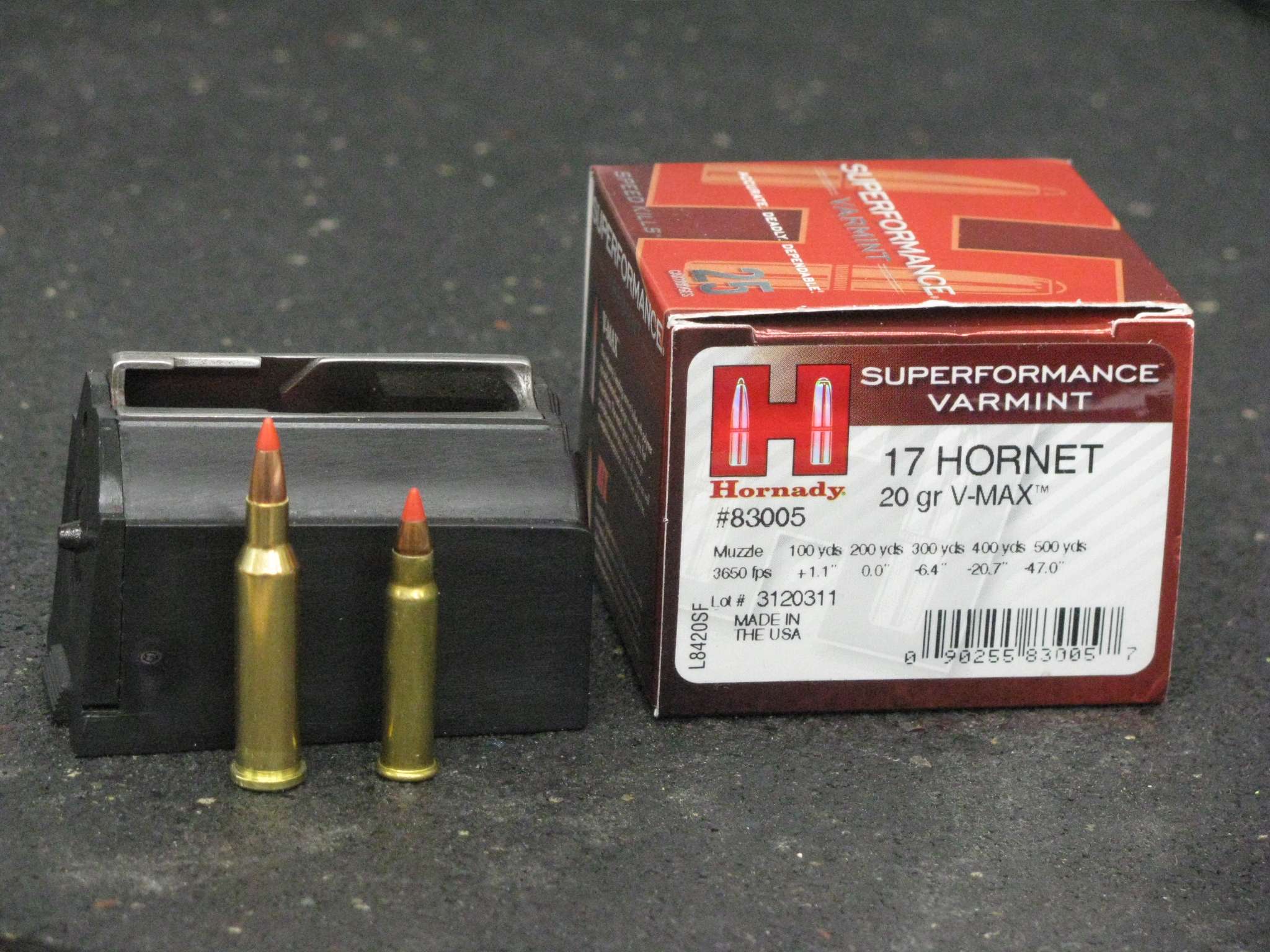 Here it is next to the 17HMR. 