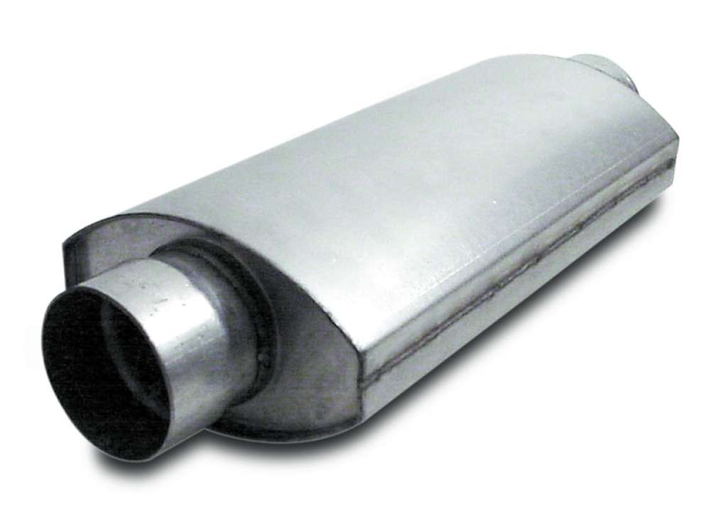 Muffler  Split Flow  Oval  3.00 Inch  14 Inches Long    Aluminized Steel  