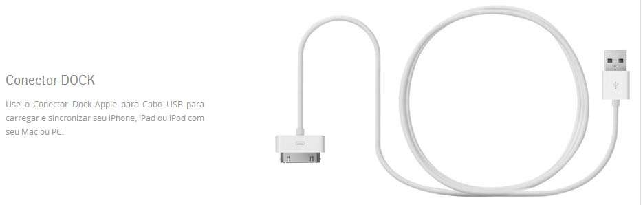 Cabo USB para Iphone/Ipod/Ipad - 1.2 metros