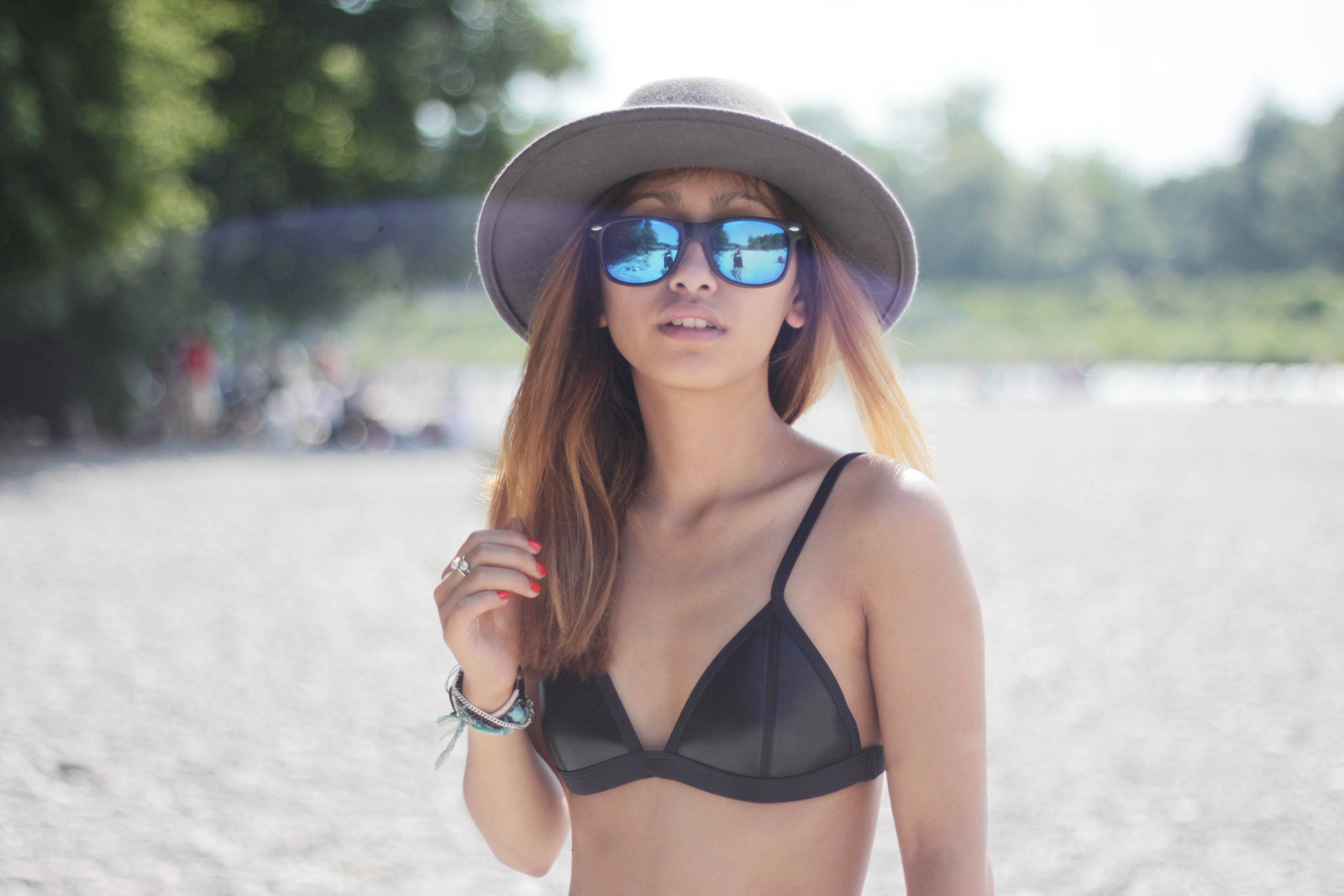 mirrored blue sunglasses summer
