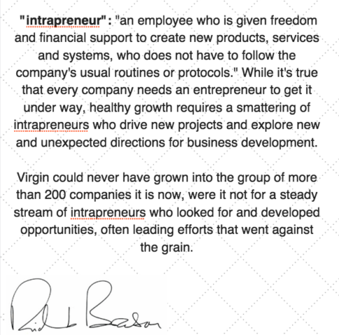 Richard Branson about intrapreneurs