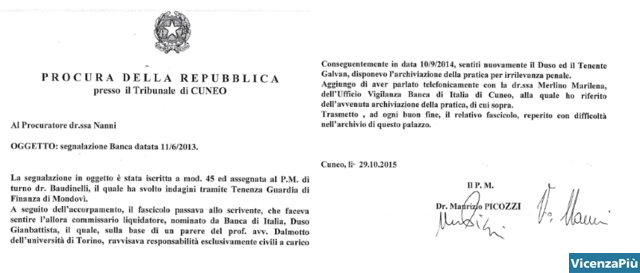 Lettera del dr. Picozzi a Procuratore capo di Cuneo