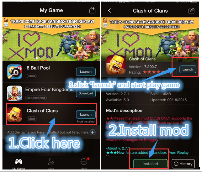 x mod games clash royale