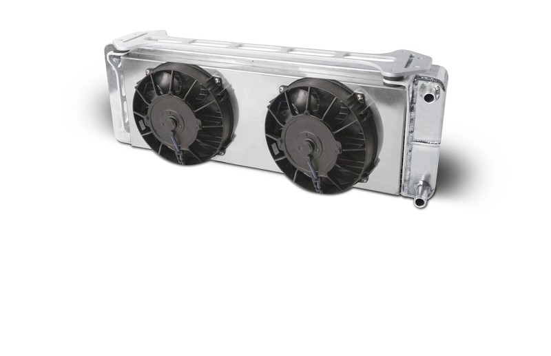 Aluminum Satin  Heat Exchanger with dual fans  1999-04 Ford Lightning/F150    Double Pass  (L - 26-3/8”) X (W - 5-3/8”) X (H - 8-7/8”)     