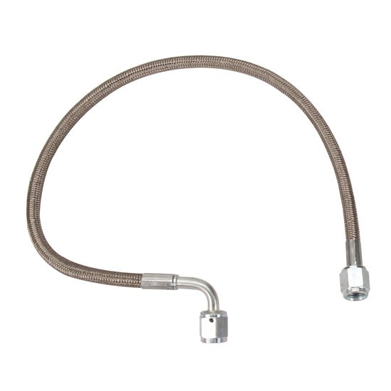 Stainless Steel Flexible Brake Line  4 An Straight / 4 An 90 Degree Fittings  -4 Line  18 Inches Long      