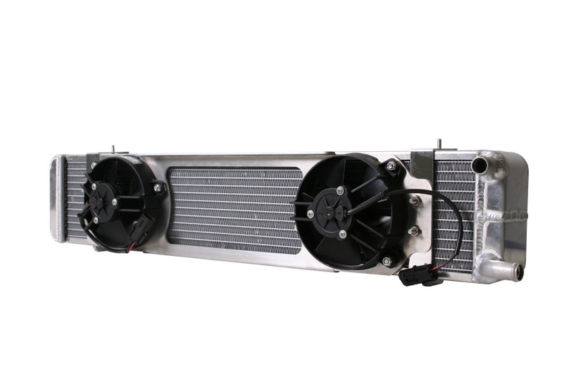 Aluminum Satin  Heat Exchanger with dual fans  2003-2004 Mustang Cobra  Double Pass   (L - 31”) X (W - 5-3/8”) X (H - 5-13/16”)        