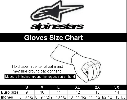 Alpinestars Gp Pro Gloves Size Chart
