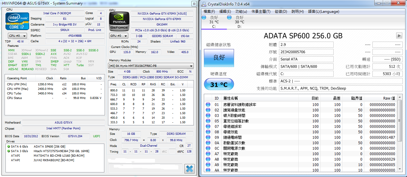 [估價]ASUS ROG G75VX i7 16G RAM 256SSD+1TBHDD