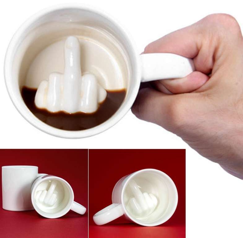 Tazza In ceramica con Dito Medio Alzato Mano 3D Colazione Caffè Latte
