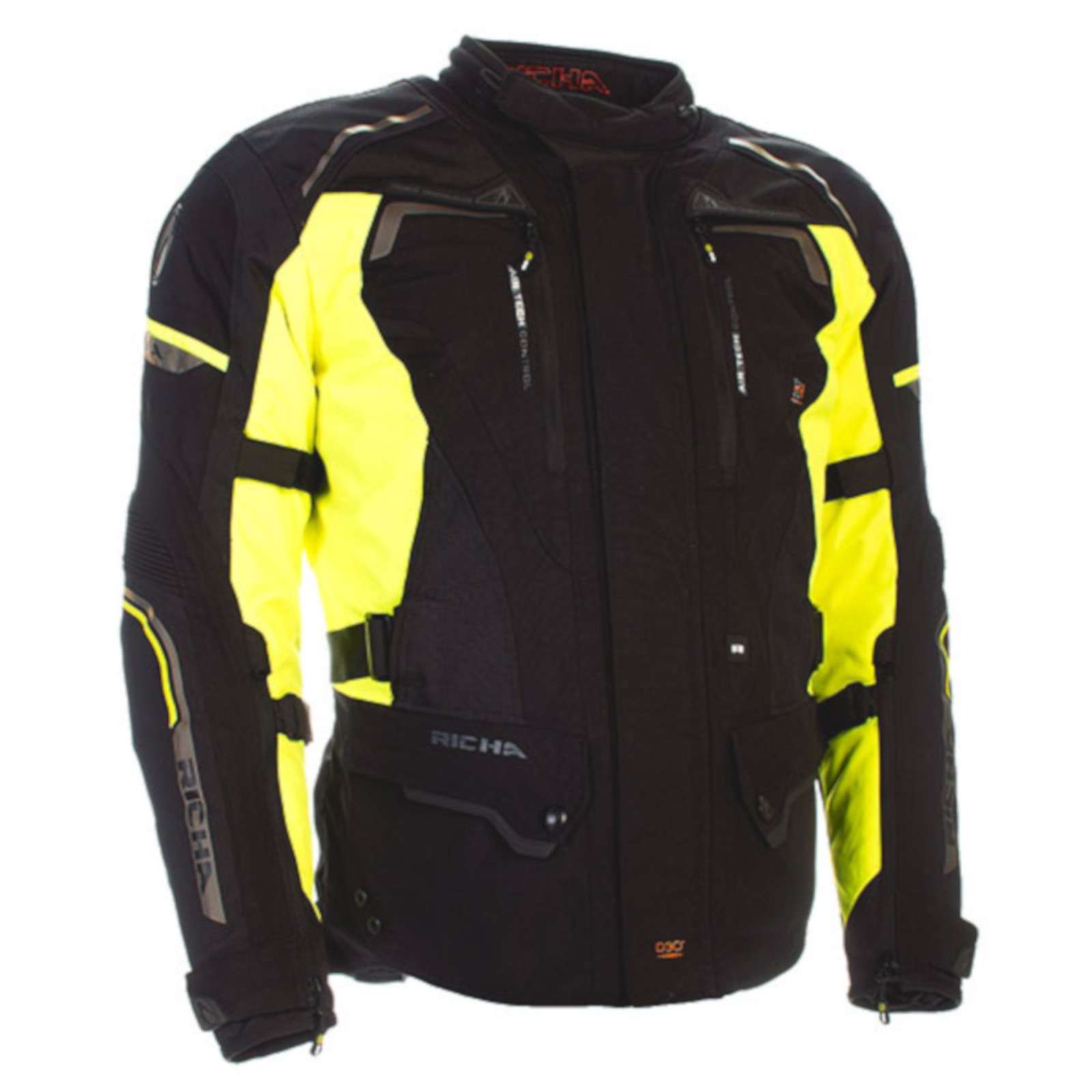 Fluo Black Richa Phantom Waterproof Textile Motorcycle Jacket D3O Armour M