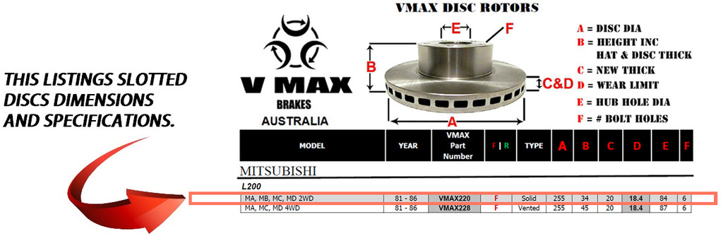 Details about   FRONT DISC BRAKE ROTORS PAIR for Mitsubishi L200 MA MB MC MD 2WD 1981-1986
