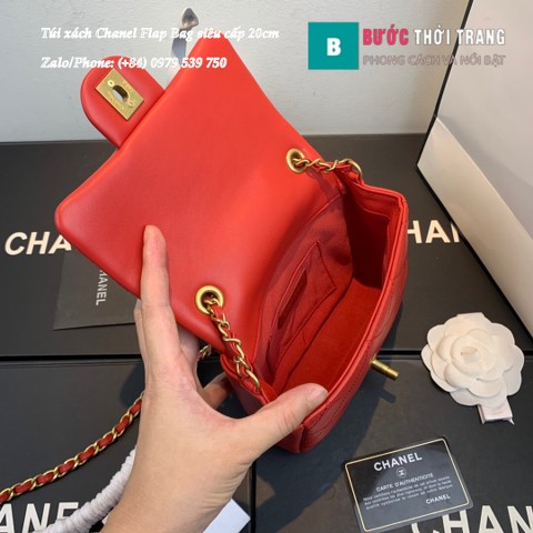 Túi xách Chanel Flap Bag màu đỏ size 20cm - AS1357