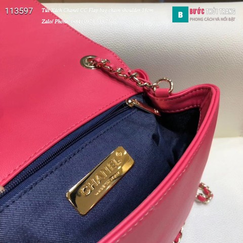 Túi Xách Chanel CC Flap bag chain shoulder siêu cấp màu hồng 18cm - AS0321