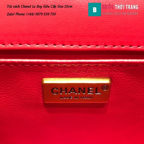 Túi xách Chanel Boy da cá đuối 25cm màu đỏ - A67086