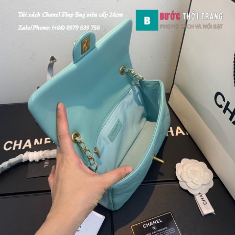 Túi xách Chanel Flap Bag siêu cấp màu xanh lơ size 24cm - AS1358