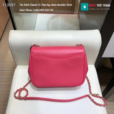 Túi Xách Chanel CC Flap bag chain shoulder siêu cấp màu hồng 18cm - AS0321