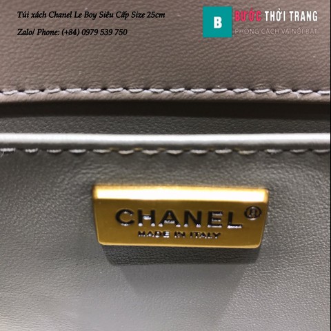 Túi xách Chanel Boy viền xích siêu cấp da cá đuối 25cm màu nâu - A67086 