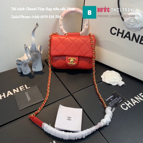 Túi xách Chanel Flap Bag màu đỏ size 20cm - AS1357