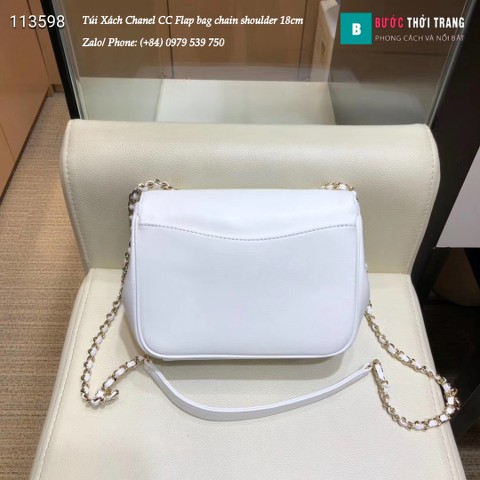 Túi Xách Chanel CC Flap bag chain shoulder siêu cấp màu trắng 18cm - AS0321