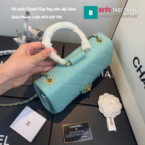 Túi xách Chanel Flap Bag siêu cấp màu xanh lơ size 24cm - AS1358