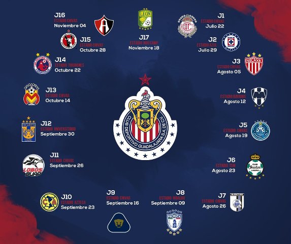 Calendario de las Chivas para el Torneo de Apertura del 2017
