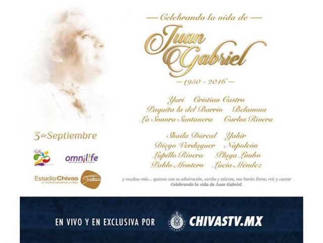 Homenaje a Juan Gabriel desde el estadio Chivas en Vivo – Sábado 3 de Septiembre del 2016