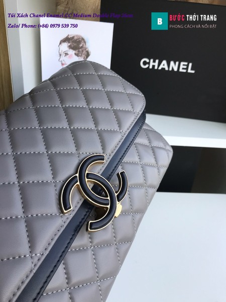 Túi Xách Chanel Enamel CC Medium Double Flap
