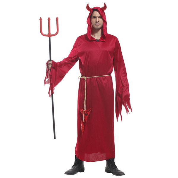 Set Mens Cosplay Red Devil Satan Demon Evil Halloween Fancy Dress ...